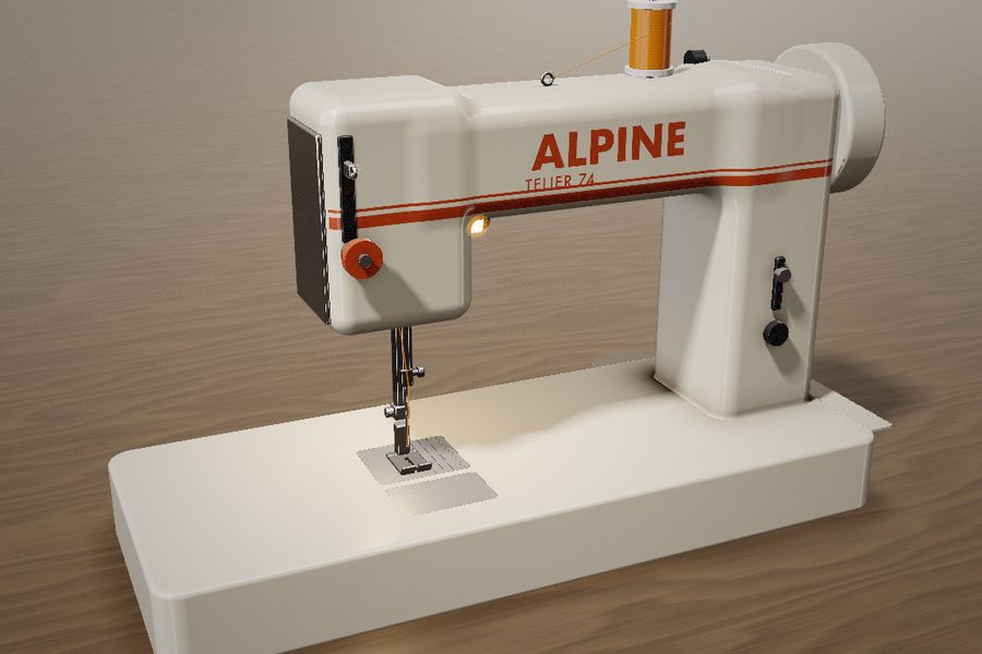 The Alpine Atelier, a white seventies machine with an orange stripe