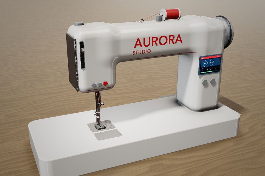The Aurora 9, a white computerized machine with a small screen